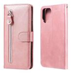 For Samsung Galaxy A22 4G Fashion Calf Texture Zipper Horizontal Flip Leather Case with Holder & Card Slots & Wallet(Rose Gold)