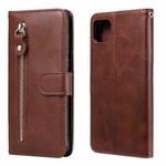 For Samsung Galaxy A22 5G Fashion Calf Texture Zipper Horizontal Flip Leather Case with Holder & Card Slots & Wallet(Brown)