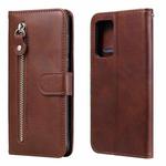 For Samsung Galaxy A82 5G Fashion Calf Texture Zipper Horizontal Flip Leather Case with Holder & Card Slots & Wallet(Brown)