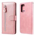 For Samsung Galaxy A82 5G Fashion Calf Texture Zipper Horizontal Flip Leather Case with Holder & Card Slots & Wallet(Rose Gold)