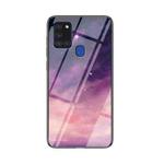 For Samsung Galaxy A21s Starry Sky Painted Tempered Glass TPU Shockproof Protective Case(Dream Sky)