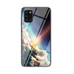 For Samsung Galaxy A31 Starry Sky Painted Tempered Glass TPU Shockproof Protective Case(Bright Stars)