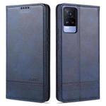 For vivo V21e AZNS Magnetic Calf Texture Horizontal Flip Leather Case with Card Slots & Holder & Wallet(Dark Blue)
