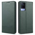 For vivo V21e AZNS Magnetic Calf Texture Horizontal Flip Leather Case with Card Slots & Holder & Wallet(Dark Green)