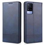 For vivo Y73 (2021) AZNS Magnetic Calf Texture Horizontal Flip Leather Case with Card Slots & Holder & Wallet(Dark Blue)