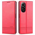 For Honor 50 SE AZNS Magnetic Calf Texture Horizontal Flip Leather Case with Card Slots & Holder & Wallet(Red)