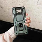 For Xiaomi Poco X3 Sliding Camera Cover Design TPU+PC Protective Case(Dark Green)