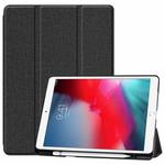For iPad 10.2 2021 / 2020 / 2019 / Air 3 / Pro 10.5 / iPad 10.2 2020 Denim Texture Horizontal Flip Leather Case with Three-folding Holder & Sleep / Wake-up Function(Black)