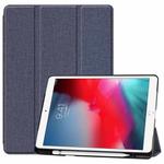 For iPad 10.2 2021 / 2020 / 2019 / Air 3 / Pro 10.5 / iPad 10.2 2020 Denim Texture Horizontal Flip Leather Case with Three-folding Holder & Sleep / Wake-up Function(Dark Blue)