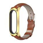 For Xiaomi Mi Band 6 / 5 / 4 / 3 Mijobs GT First Layer Cowhide Watch Band(Oil Brown+Gold)
