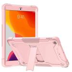 For iPad 10.2 2021 / 2020 / 2019 Silicone + PC Shockproof Protective Case with Holder(Rose Gold)