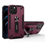 War-god Armor TPU + PC Shockproof Magnetic Protective Case with Folding Holder For iPhone 12 mini(Wine Red)