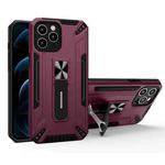 War-god Armor TPU + PC Shockproof Magnetic Protective Case with Folding Holder For iPhone 12(Wine Red)