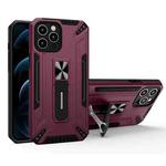 War-god Armor TPU + PC Shockproof Magnetic Protective Case with Folding Holder For iPhone 11 Pro(Wine Red)