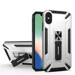 War-god Armor TPU + PC Shockproof Magnetic Protective Case with Folding Holder For iPhone XS Max(Silver)