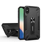 For iPhone X / XS War-god Armor TPU + PC Shockproof Magnetic Protective Case with Folding Holder(Black)