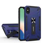 For iPhone X / XS War-god Armor TPU + PC Shockproof Magnetic Protective Case with Folding Holder(Sapphire Blue)