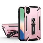 War-god Armor TPU + PC Shockproof Magnetic Protective Case with Folding Holder For iPhone XR(Rose Gold)