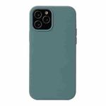 For iPhone 13 Solid Color Liquid Silicone Shockproof Protective Case(Pine Green)