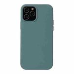 For iPhone 13 Pro Solid Color Liquid Silicone Shockproof Protective Case (Pine Green)