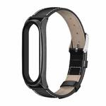 For Xiaomi Mi Band 6 / 5 / 4 / 3 Mijobs First Layer Cowhide Plus Watch Band(Black)
