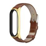 For Xiaomi Mi Band 6 / 5 / 4 / 3 Mijobs First Layer Cowhide Plus Watch Band(Brown Gold)