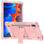 For Samsung Galaxy Tab S8 / Galaxy Tab S7 Silicone + PC Shockproof Protective Case with Holder(Rose Gold)