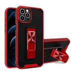 For iPhone 11 Dual-color Skin Feel TPU + PC Magnetic Shockproof Case with Invisible Holder (Red)