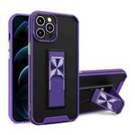 Dual-color Skin Feel TPU + PC Magnetic Shockproof Case with Invisible Holder For iPhone 11 Pro(Purple)