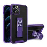 For iPhone 11 Pro Max Dual-color Skin Feel TPU + PC Magnetic Shockproof Case with Invisible Holder (Purple)