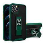Dual-color Skin Feel TPU + PC Magnetic Shockproof Case with Invisible Holder For iPhone 12 mini(Dark Green)