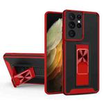 For Samsung Galaxy S21 Ultra 5G Dual-color Skin Feel TPU + PC Magnetic Shockproof Case with Invisible Holder(Red)