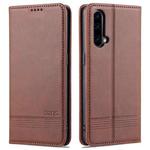 For OnePlus Nord CE 5G AZNS Magnetic Calf Texture Horizontal Flip Leather Case with Card Slots & Holder & Wallet(Dark Brown)