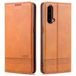 For OnePlus Nord CE 5G AZNS Magnetic Calf Texture Horizontal Flip Leather Case with Card Slots & Holder & Wallet(Light Brown)