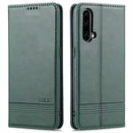 For OnePlus Nord CE 5G AZNS Magnetic Calf Texture Horizontal Flip Leather Case with Card Slots & Holder & Wallet(Dark Green)