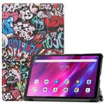 For Lenovo Qitian K10 TB-X6C6F / TB-X6C6X / TB-X6C6NBF Custer Painted TPU Smart Tablet Leather Case with Sleep / Wake-up Function & 3-Fold Holder(Graffiti)