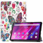 For Lenovo Qitian K10 TB-X6C6F / TB-X6C6X / TB-X6C6NBF Custer Painted TPU Smart Tablet Leather Case with Sleep / Wake-up Function & 3-Fold Holder(Color Butterfly)