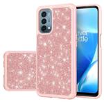 For OnePlus Nord N200 5G Glitter Powder Contrast Skin Shockproof Silicone + PC Protective Case(Rose Gold)