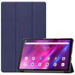 For Lenovo Qitian K10 TB-X6C6F / TB-X6C6X / TB-X6C6NBF Custer Texture Horizontal Flip Leather Case with Three-folding Holder & Sleep / Wake-up Function(Dark Blue)