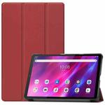 For Lenovo Qitian K10 TB-X6C6F / TB-X6C6X / TB-X6C6NBF Custer Texture Horizontal Flip Leather Case with Three-folding Holder & Sleep / Wake-up Function(Wine Red)