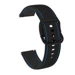 20mm For Samsung Galaxy Watch Active 2 Two-color Stitching Silicone Watch Band(Black+Blue Line)