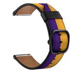 22mm For Xiaomi Haylou RT RS3 LS04 / LS05S Universal Printed Leather Watch Band(Yellow Purple Stripes)