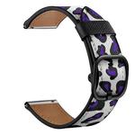 22mm For Xiaomi Haylou RT RS3 LS04 / LS05S Universal Printed Leather Watch Band(Purple Leopard)