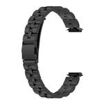 For Fitbit Luxe Special Edition Three-beads Stainless Steel Flat Buckle Watch Band(Black)