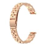 For Fitbit Luxe Special Edition Three-beads Stainless Steel Flat Buckle Watch Band(Rose Gold)