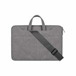 ST06SDJ Frosted PU Business Laptop Bag with Detachable Shoulder Strap, Size:14.1-15.4 inch(Dark Gray)