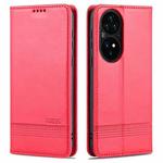 For Huawei P50 AZNS Magnetic Calf Texture Horizontal Flip Leather Case with Card Slots & Holder & Wallet(Red)