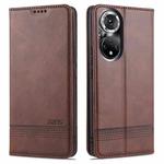 For Honor 50 AZNS Magnetic Calf Texture Horizontal Flip Leather Case with Card Slots & Holder & Wallet(Dark Brown)