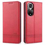 For Honor 50 Pro AZNS Magnetic Calf Texture Horizontal Flip Leather Case with Card Slots & Holder & Wallet(Red)