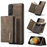 For Samsung Galaxy S21 DG.MING M1 Series 3-Fold Multi Card Wallet  Back Cover Shockproof Case with Holder Function(Coffee)